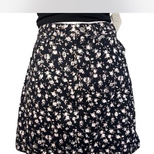 Calvin Klein Jeans Black and White Floral Denim High-Waisted Skirt
